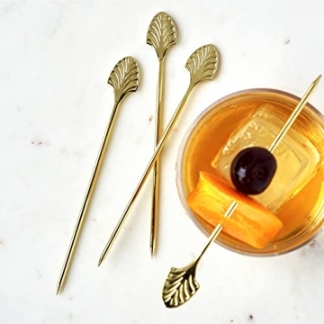 Viski Gold Art Deco Cocktail Picks for Stylish Drinks