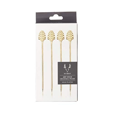 Viski Gold Art Deco Cocktail Picks for Stylish Drinks