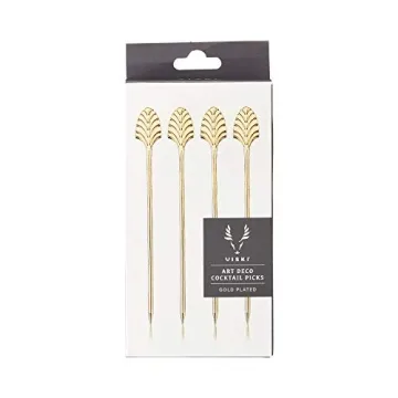 Viski Gold Art Deco Cocktail Picks for Stylish Drinks