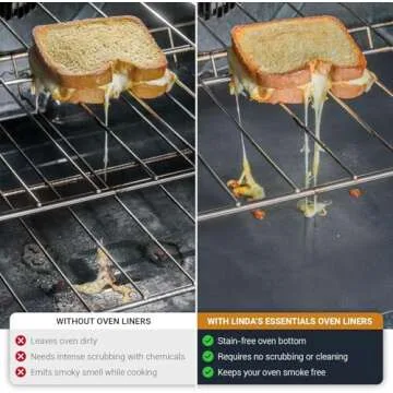 Oven Liners for Bottom of Oven - Large Heavy Duty Mats, 17” x 75” Non-Stick Reusable Liner for Electric, Gas, Toaster Ovens, Grills - BPA & PFOA Free Oven Cleaning Kitchen Accessory (Black)