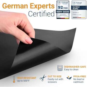 Oven Liners for Bottom of Oven - Large Heavy Duty Mats, 17” x 75” Non-Stick Reusable Liner for Electric, Gas, Toaster Ovens, Grills - BPA & PFOA Free Oven Cleaning Kitchen Accessory (Black)