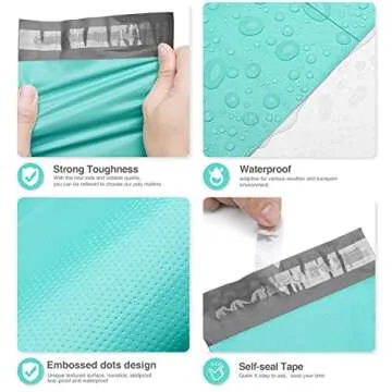 Fuxury Large Poly Mailer 24x24 50 Pcs Shipping Bag, Embossed dots design Shipping Envelopes with Self Adhesive Postal Bag Teal