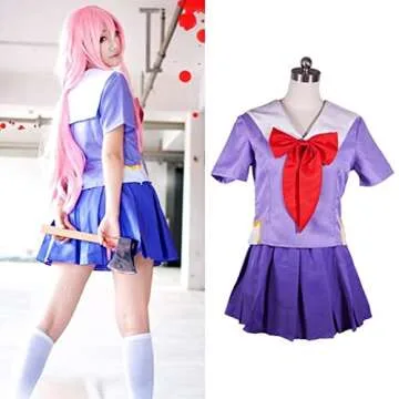 FTSUCQ Gasai Yuno Mirai Nikki Top & Skirt Cosplay Costume