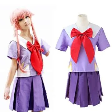 FTSUCQ Gasai Yuno Mirai Nikki Top & Skirt Cosplay Costume