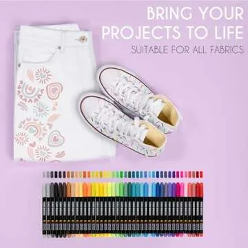 Complete Zenacolor 40 Fabric Markers Set - Vibrant & Non-Toxic