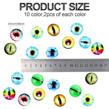 LLMSIX 20PCS Glass Dragon Eyes 25MM/0.98INCH Large Glass Cabochon Eyes Doll Dragon Eyes Flatback Mix...