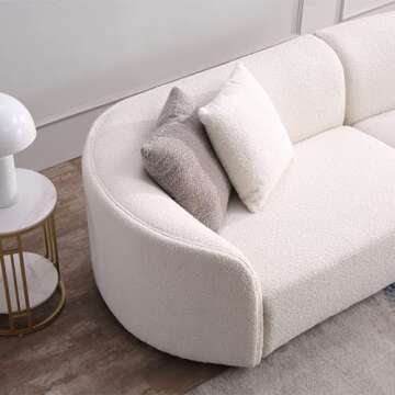 Acanva Luxury Modern Style Living Room Upholstery Curved Sofa with Chaise 2-Piece Set, Right Hand Facing Sectional, Pearl Boucle Couch, Beige