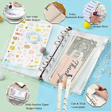 Neenicoliy 36-Piece A6 Binder PVC Cover with 10 Clear Binder Pockets, Budget Planner Organizer, Budg...