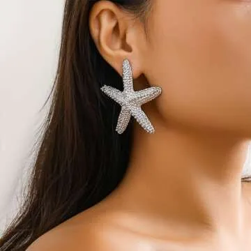 Conch Shell Earrings for Women Gold Silver Sea Shell Stud Earrings Cute Metal Sea Witch Shell Earrings Jewelry for Villain Fans (Silver2)