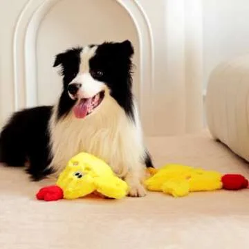 Tamu style Dog Chicken Crinkle Toy, Plush Squeaky 14 Inches, No Stuffing Design for Small Medium Dogs, Interactive Toy for Pet Training and Playing