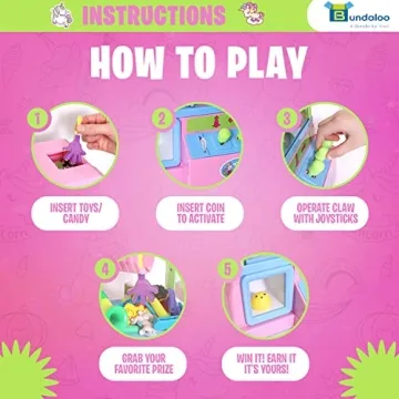 Bundaloo Claw Machine Arcade Game with Sound, Unicorn Themed Mini Candy Grabber Prize Dispenser Vending Toy for Kids, Boys & Girls