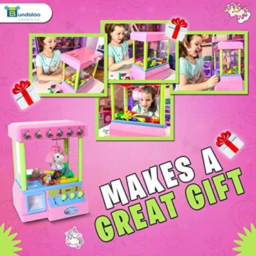 Bundaloo Claw Machine Arcade Game with Sound, Unicorn Themed Mini Candy Grabber Prize Dispenser Vending Toy for Kids, Boys & Girls