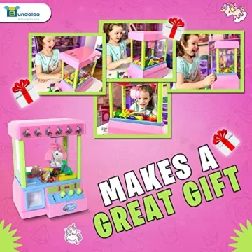 Bundaloo Claw Machine Arcade Game with Sound, Unicorn Themed Mini Candy Grabber Prize Dispenser Vending Toy for Kids, Boys & Girls