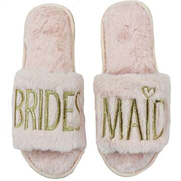 The Paisley Box Bride Slippers - Bridal Slippers, Wedding Slippers for Bride, I Do Slippers for Bride, Bridal Party Slippers (Bride/size small, 5-6)