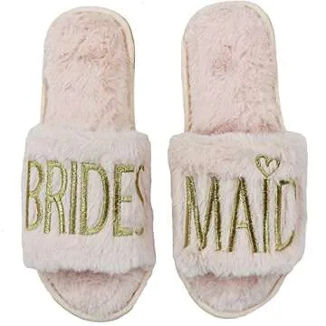 The Paisley Box Bride Slippers - Bridal Slippers, Wedding Slippers for Bride, I Do Slippers for Bride, Bridal Party Slippers (Bride/size small, 5-6)