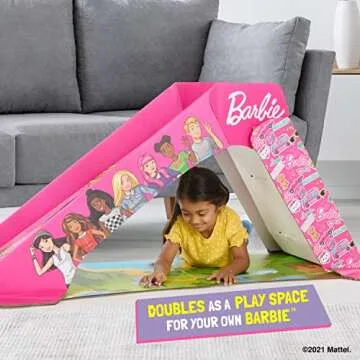 Pop2Play Barbie Indoor Slide for Toddlers – Safe and Sturdy for Kids Up to 50 Lbs – Easy to Store Pop Up Slides Multicolored