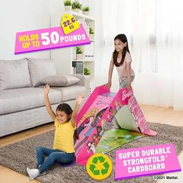 Pop2Play Barbie Indoor Slide for Toddlers – Safe and Sturdy for Kids Up to 50 Lbs – Easy to Store Pop Up Slides Multicolored