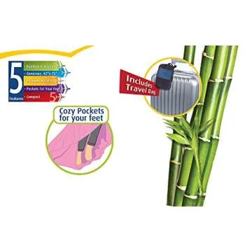 Cloudz Extra Large Airplane Travel Blanket for Your Flight, Car, Camping, Home or Comfort Anywhere! Includes Warm Cozy Pockets for Your Feet and a Travel Bag - Navy Blue