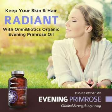 Organic Evening Primrose Oil | Clinical Strength 1,500 mg | 10% GLA | Cold-Pressed, Non-GMO | Natural Balance for Women | 120 Vegan softgel Capsules