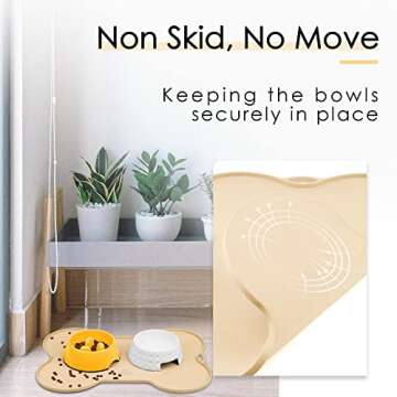 SUPERDESIGN Dog Food Mat Bowl Mat for Floors Waterproof Silicone Cat Dog Feeding Mat for Food and Water Pet Placemat Non Spill Puppy Dish Tray Non Slip Bone Shaped Small Medium Large Pet Accessories