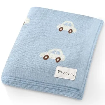 Bleu La La Baby Blanket for Boys 100% Cotton Buttery Soft Cozy Receiving Swaddle Crib Stroller Blank...