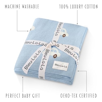 Bleu La La Baby Blanket 100% Cotton Soft Cozy Receiving Blanket