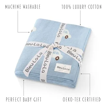 Bleu La La Baby Blanket 100% Cotton Soft Cozy Receiving Blanket