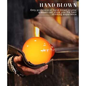 Square Wine Glasses Set of 4 | White Wine Glasses | 16oz | Premium Crystal Hand Blown Perfect for Re...