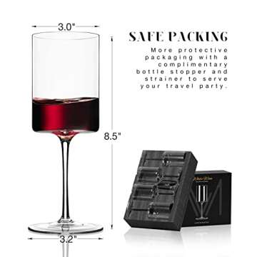 Square Wine Glasses Set of 4 | White Wine Glasses | 16oz | Premium Crystal Hand Blown Perfect for Red White Wine Goblets-Daily Use,Unique Wedding Anniversary or Birthday Gift