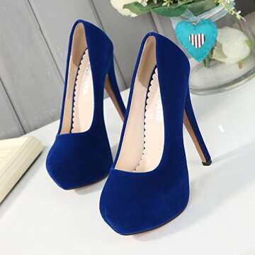 OCHENTA Women's Elegant Round Toe Platform High Heel Pumps - Size 9.5