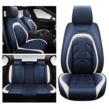 vigrass Leather Car Seat Cover Full Set, Waterproof Faux Leatherette Seat Covers for Car Auto Vehicl...