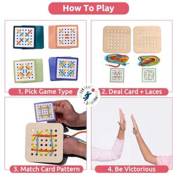 Race To Lace - Perfect Home or Travel Games for Kids and Adults - Ideal for 8-12 Years old - Solo or 2+ Players for for 4+ Years & Up - Car Games, Airplane Games, Family & Kids Games - Road Trip Games