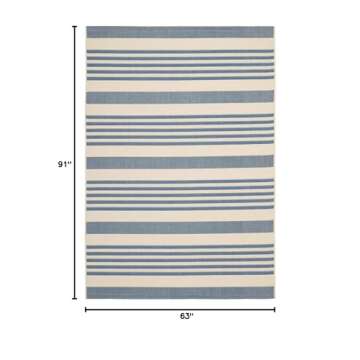 SAFAVIEH Courtyard Collection Area Rug - 5'3" x 7'7", Beige & Blue, Non-Shedding & Easy Care, Indoor...