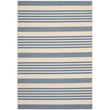 SAFAVIEH Courtyard Collection Area Rug - 5'3" x 7'7", Beige & Blue, Non-Shedding & Easy Care, Indoor/Outdoor & Washable-Ideal for Patio, Backyard, Mudroom (CY6062-233)