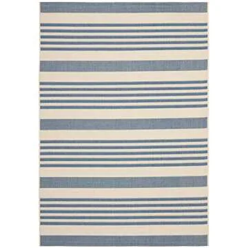 SAFAVIEH Courtyard Collection Area Rug - 5'3" x 7'7", Beige & Blue, Non-Shedding & Easy Care, Indoor/Outdoor & Washable-Ideal for Patio, Backyard, Mudroom (CY6062-233)