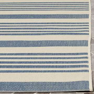 SAFAVIEH Courtyard Collection Area Rug - 5'3" x 7'7", Beige & Blue, Non-Shedding & Easy Care, Indoor/Outdoor & Washable-Ideal for Patio, Backyard, Mudroom (CY6062-233)