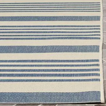 SAFAVIEH Courtyard Collection Area Rug - 5'3" x 7'7", Beige & Blue, Non-Shedding & Easy Care, Indoor/Outdoor & Washable-Ideal for Patio, Backyard, Mudroom (CY6062-233)
