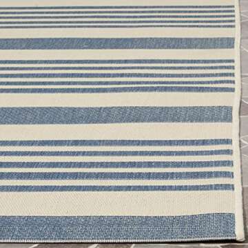 SAFAVIEH Courtyard Collection Area Rug - 5'3" x 7'7", Beige & Blue, Non-Shedding & Easy Care, Indoor/Outdoor & Washable-Ideal for Patio, Backyard, Mudroom (CY6062-233)