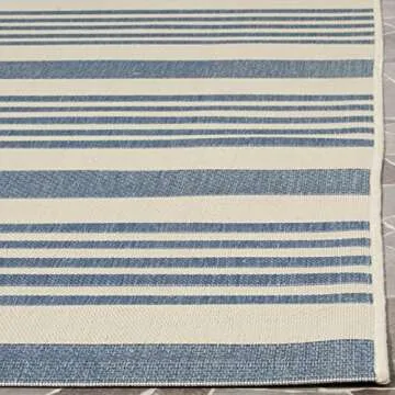 SAFAVIEH Courtyard Collection Area Rug - 5'3" x 7'7", Beige & Blue, Non-Shedding & Easy Care, Indoor/Outdoor & Washable-Ideal for Patio, Backyard, Mudroom (CY6062-233)