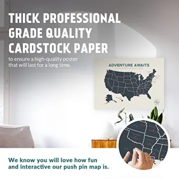 Epic Adventure Maps USA Push Pin Travel Map - Beige 24x17