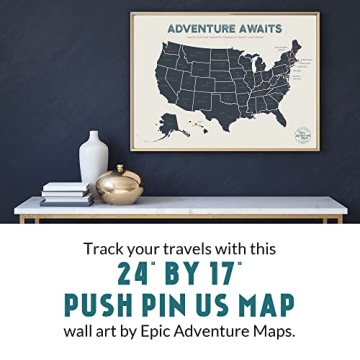 Epic Adventure Maps USA Push Pin Travel Map - Beige 24x17