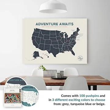 Epic Adventure Maps USA Push Pin Travel Map - Beige 24x17