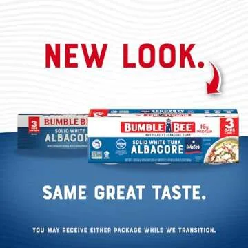 Bumble Bee Solid White Albacore Tuna in Water, 3 oz Can (8 Packs of 3, 24 Cans Total) - Wild Caught Tuna - 16g Protein per Serving, High in Omega-3s - Non-GMO Project Verified, Gluten Free, Kosher