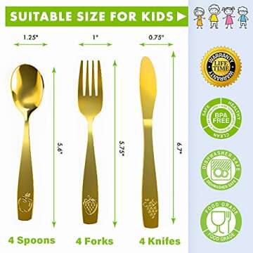 12 Piece Stainless Steel Kids Silverware Set for Safe Dining