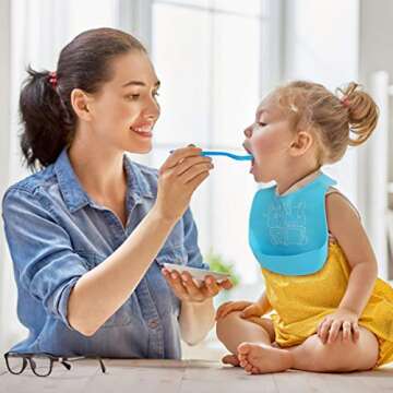 Waterproof Silicone Baby Bib, Easy to Clean, Dry, Portable and Keep Stains Off, Comfortable and Adjustable Soft Feeding Bibs for babies or Toddlers (6-72Months), Set of 3 Colors