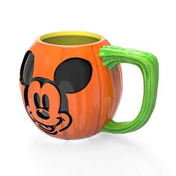 Zak Designs Disney Unique 3D Character Sculpted Ceramic Coffee Mug with Ceramic Spoon, Collectible K...