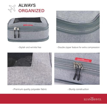 LeanTravel Compression Packing Cubes for Organized Travel