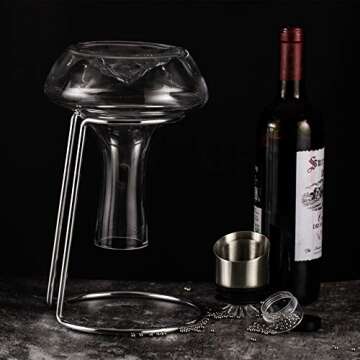 YouYah Iceberg Wine Decanter Set with Aerator Filter,Drying Stand and Cleaning Beads,Red Wine Carafe,Wine Aerator,Wine Gift,100% Hand Blown Lead-free Crystal Glass (1400ML)