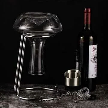 YouYah Iceberg Wine Decanter Set with Aerator Filter,Drying Stand and Cleaning Beads,Red Wine Carafe,Wine Aerator,Wine Gift,100% Hand Blown Lead-free Crystal Glass (1400ML)