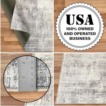 ReaLife Machine Washable Area Rug Runner - Living Room Bedroom Bathroom Kitchen Entryway Office - Padded Low Pile Stain Resistant Premium - Modern Abstract Contemporary - Quinn - Beige 2'6" x 8'